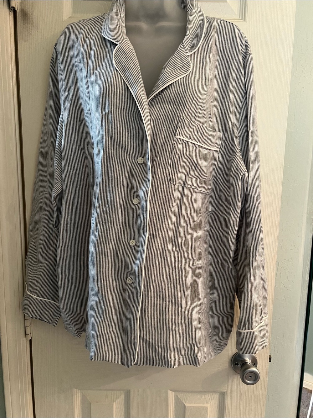 Quince stripe linen top large